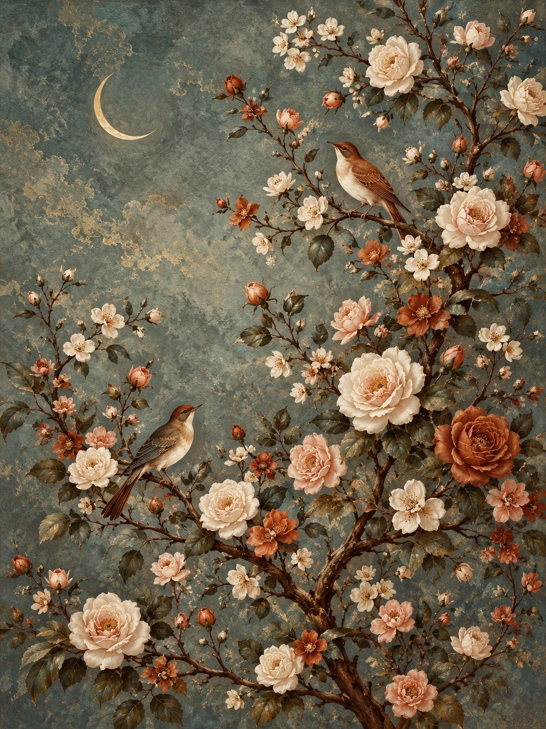Detail of the Persian-inspired floral painting