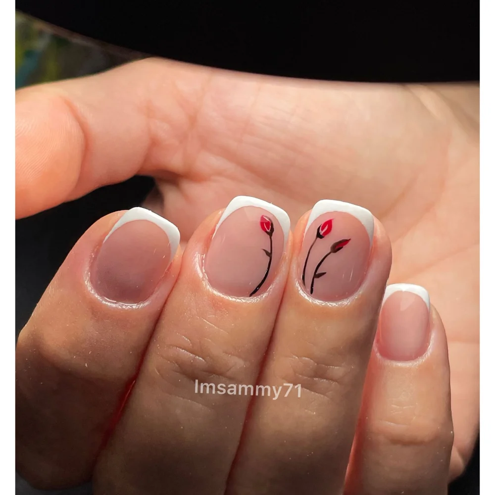 Delicate floral nail art